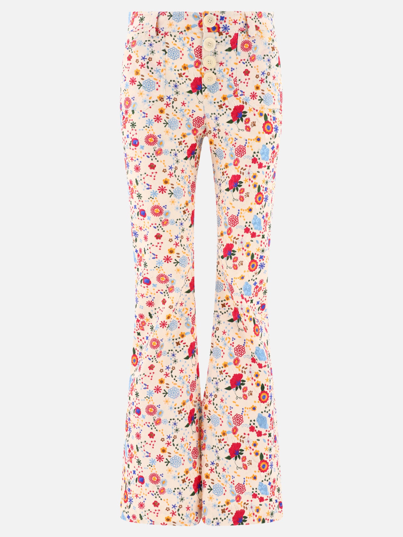 Ines De La Fressange "Charlotte" embroidered trousers 19146131_36 White 1