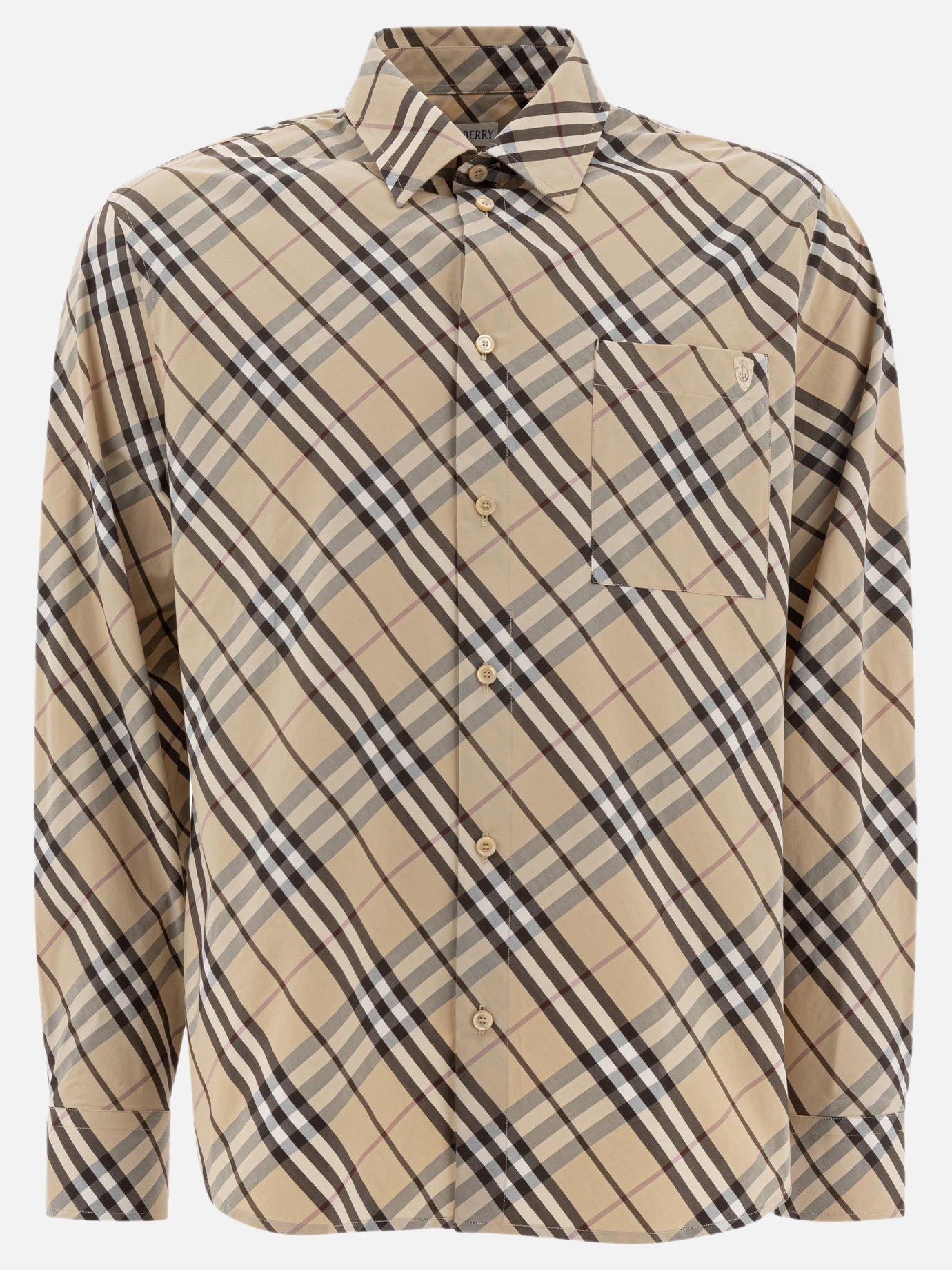 Burberry Cotton Check Shirt Beige Men VIETTI Online Store