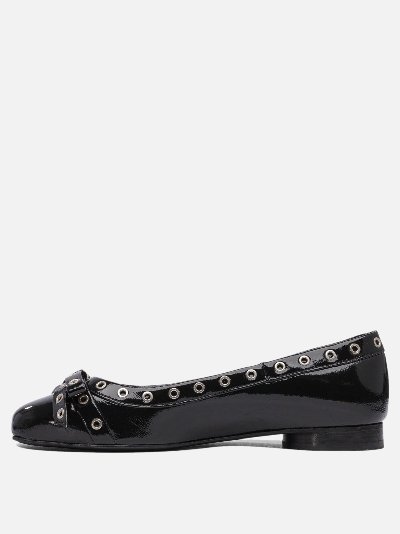 Ganni Eyelet bow ballet flats 16542249_37 Black 3