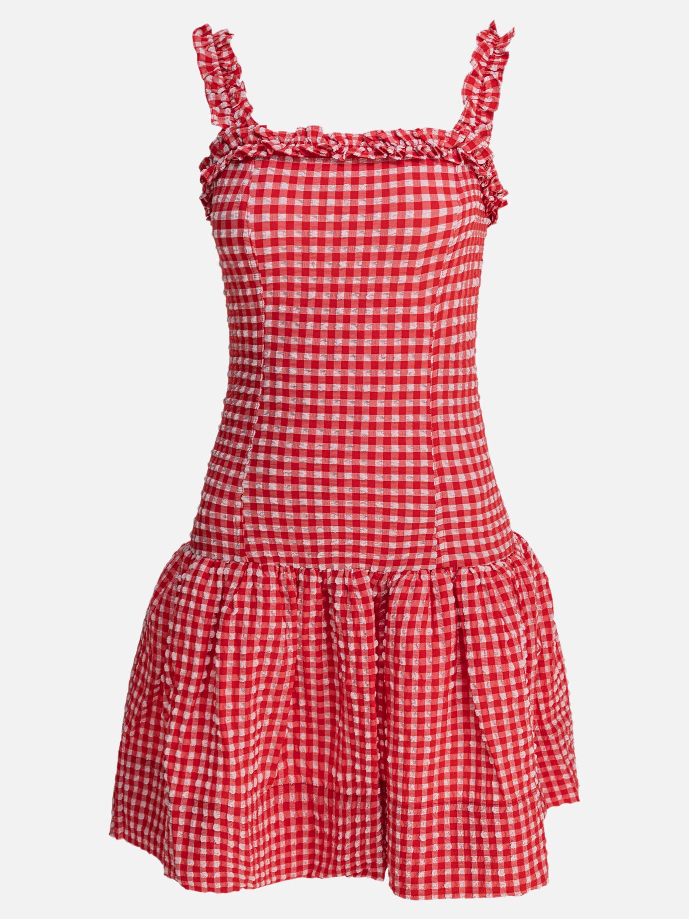 Ganni Abito mini con volant 11712496_34 Red 1