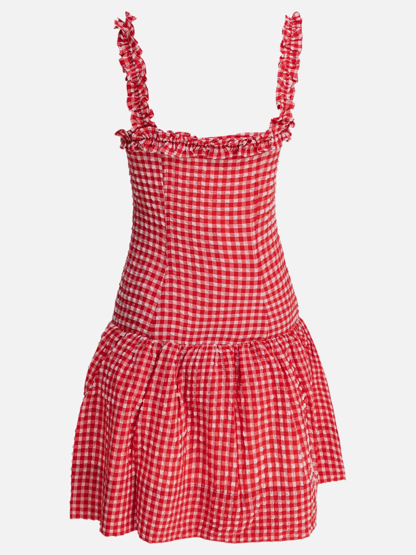 Ganni Abito mini con volant 11712496_34 Red 2