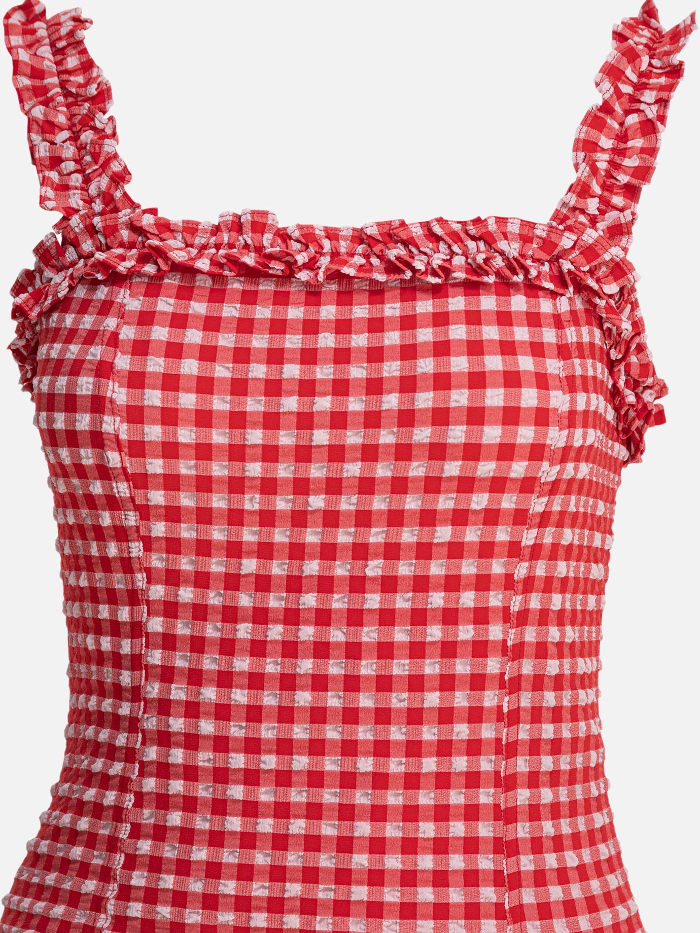Ganni Abito mini con volant 11712496_34 Red 3