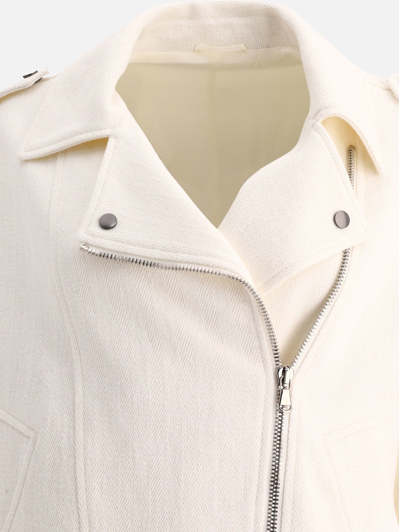 Leather jackets 66% cotton 34% linen  White - Brunello Cucinelli Women | PDP | VIETTI Online Store | thumbnail_3