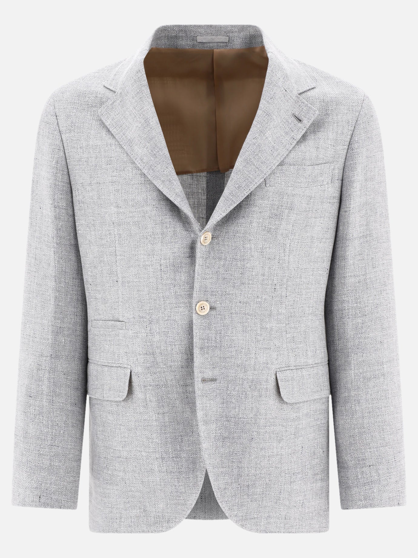 Blazers 70% linen 24% wool 2% silk  Grey - Brunello Cucinelli Men | PDP | VIETTI Online Store | thumbnail