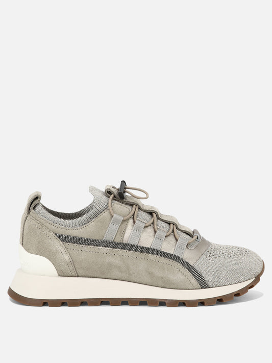 Low top sneakers 77% viscose 23% polyammide - 100% rubber  Beige - Brunello Cucinelli Women | PLP | VIETTI Online Store 
