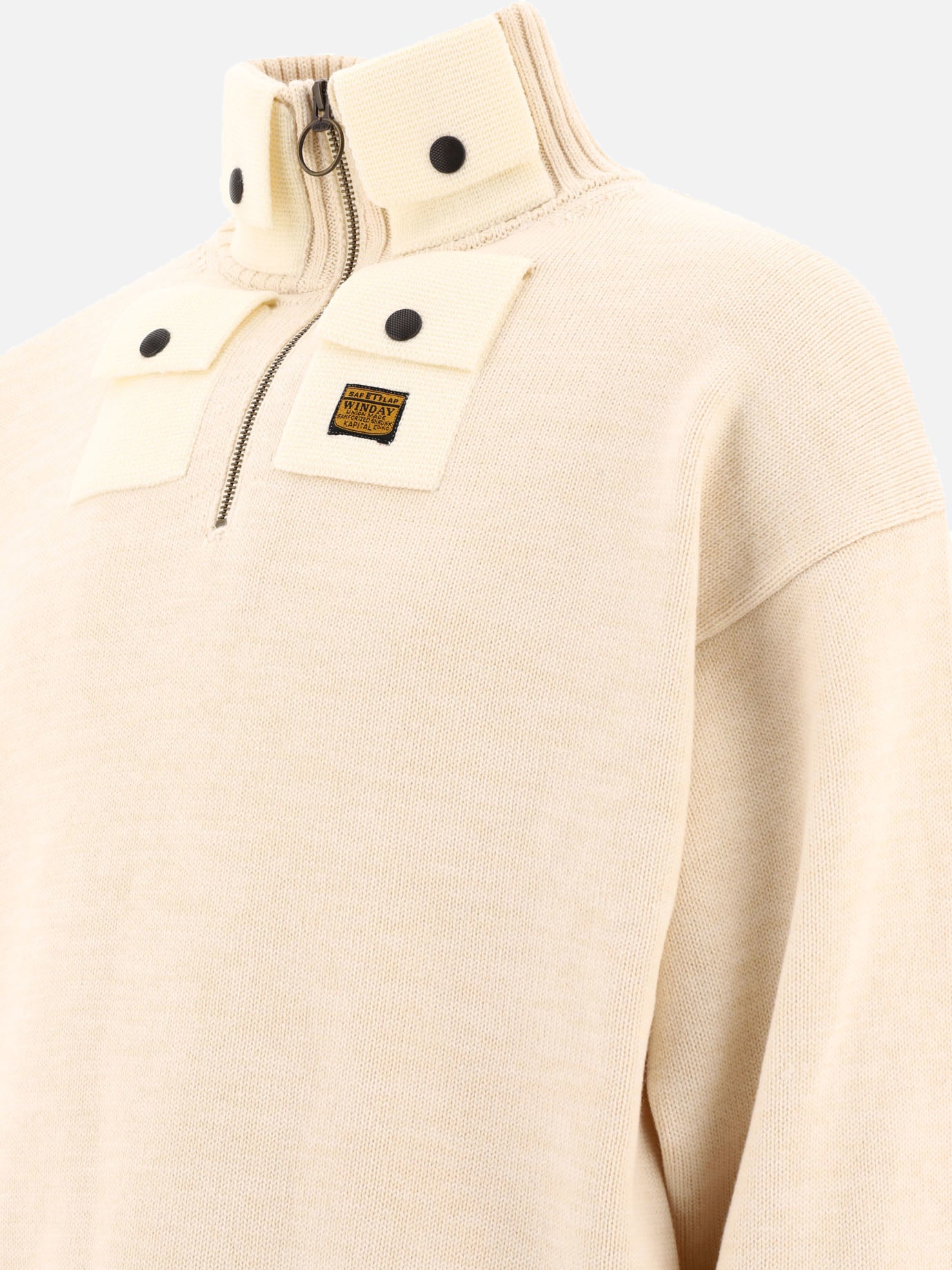 KAPITAL "8G" half-zip sweater Beige