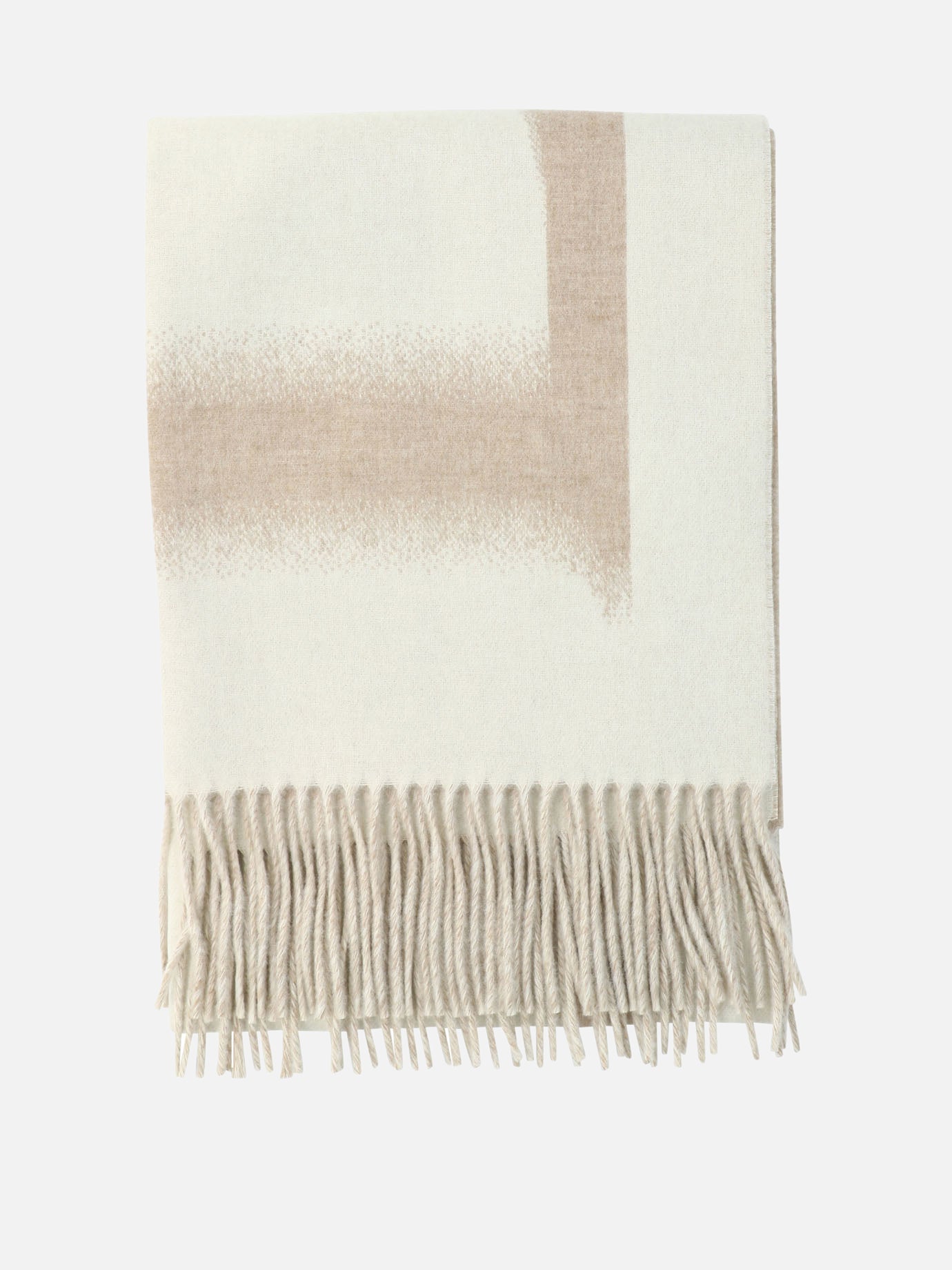 Fringed scarves 90% wool 10% cashmere  Beige - Loewe Women | PDP | VIETTI Online Store | Zoom-Modal
