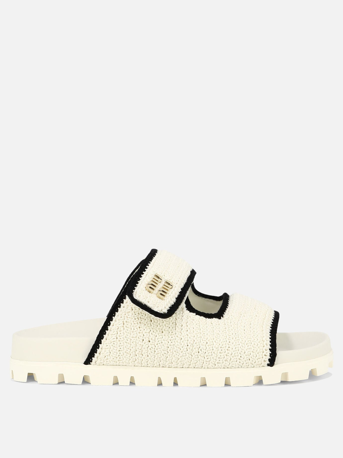 Miu Miu Crochet knit slides White