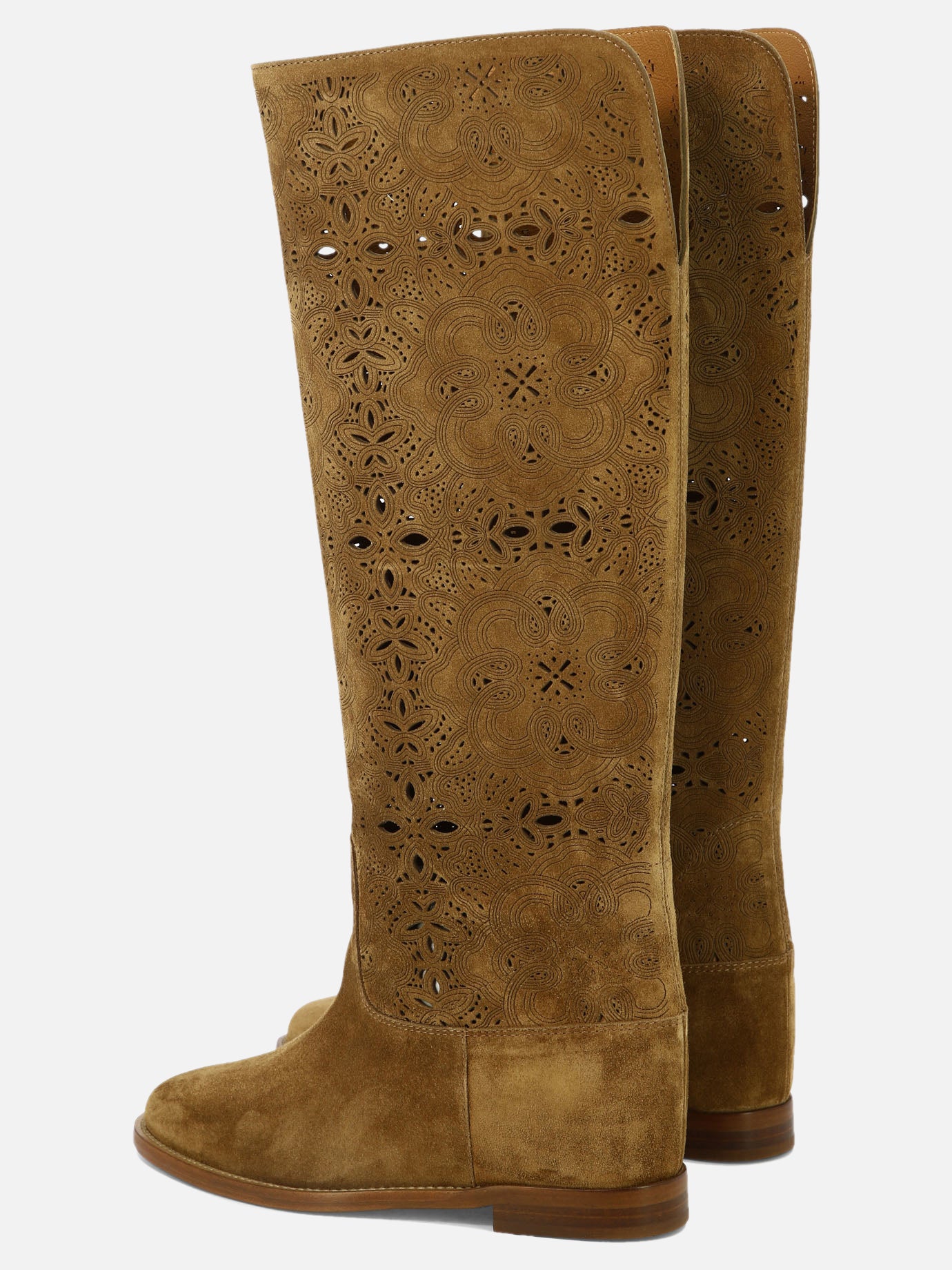 Via Roma 15 Suede boots with inlays Beige