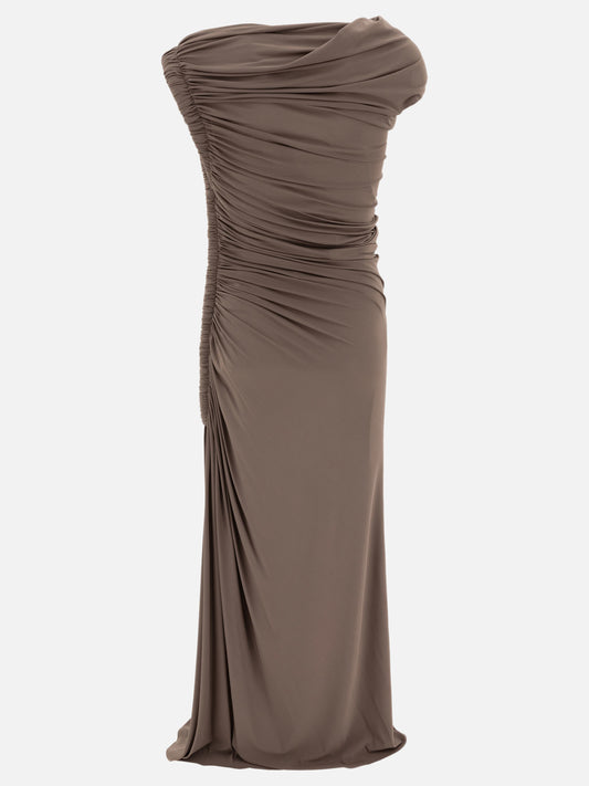 Alaïa Abito midi drappeggiato 16111840_36 Brown 2
