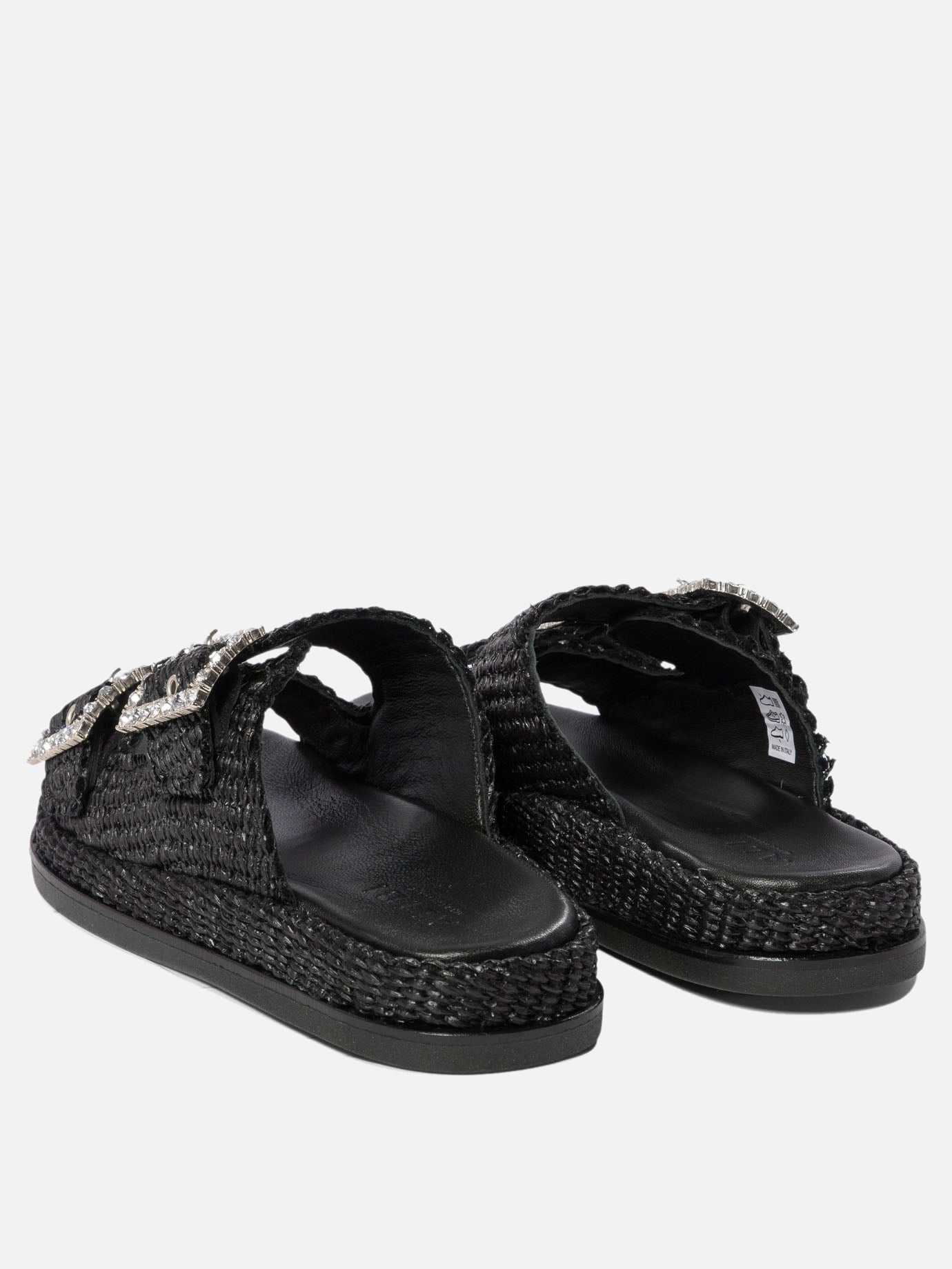 Flat sandals 100% rafia - 100% rubber  Black - Alibi Women | PDP | VIETTI Online Store | thumbnail_4