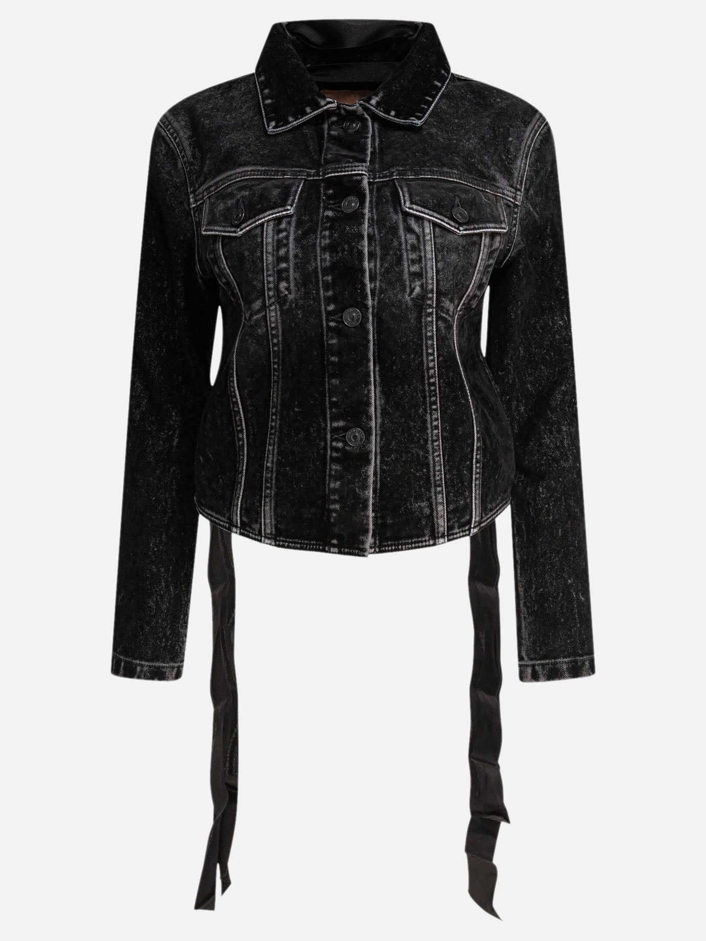 Balenciaga Denim jacket with laces 14620862_38 Black thumbnail_1