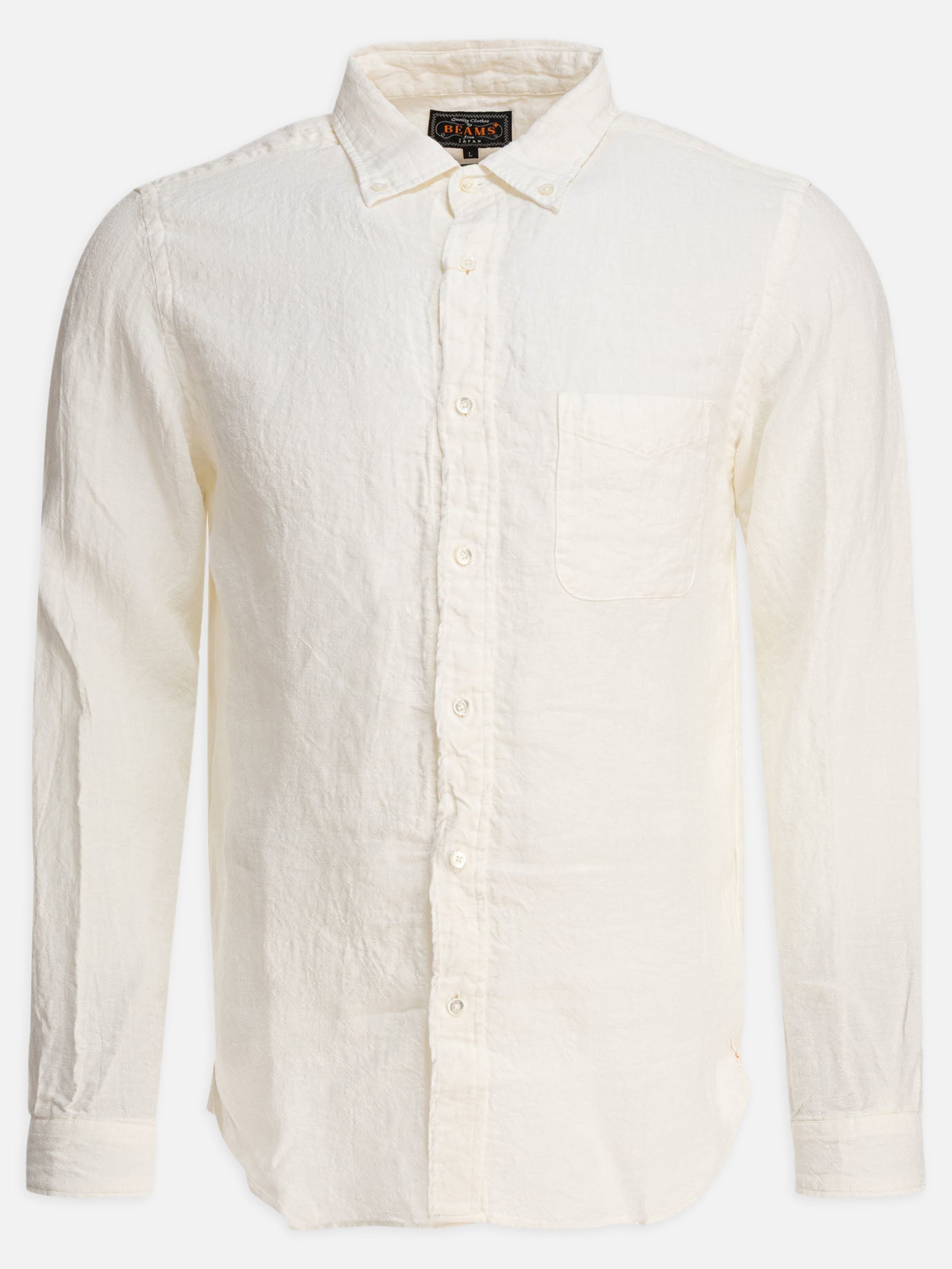 Beams Plus Camicia &quot;Linen Solid&quot; 18874128_S White thumbnail_1