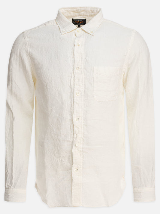 Beams Plus Camicia "Linen Solid" 18874128_S White 1