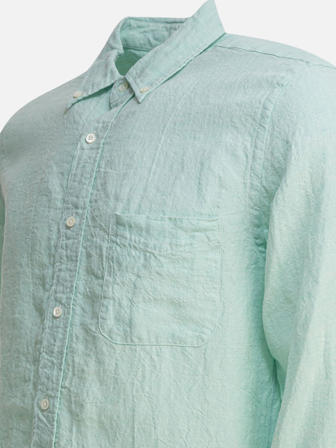 Beams Plus Camicia &quot;Linen Solid&quot; 11670629_S Green thumbnail_4