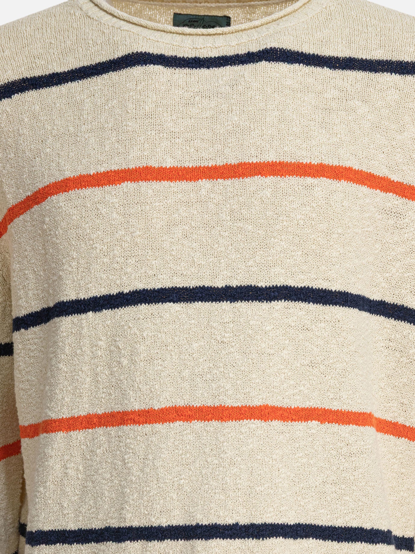 Beams Plus Striped crewneck sweater White