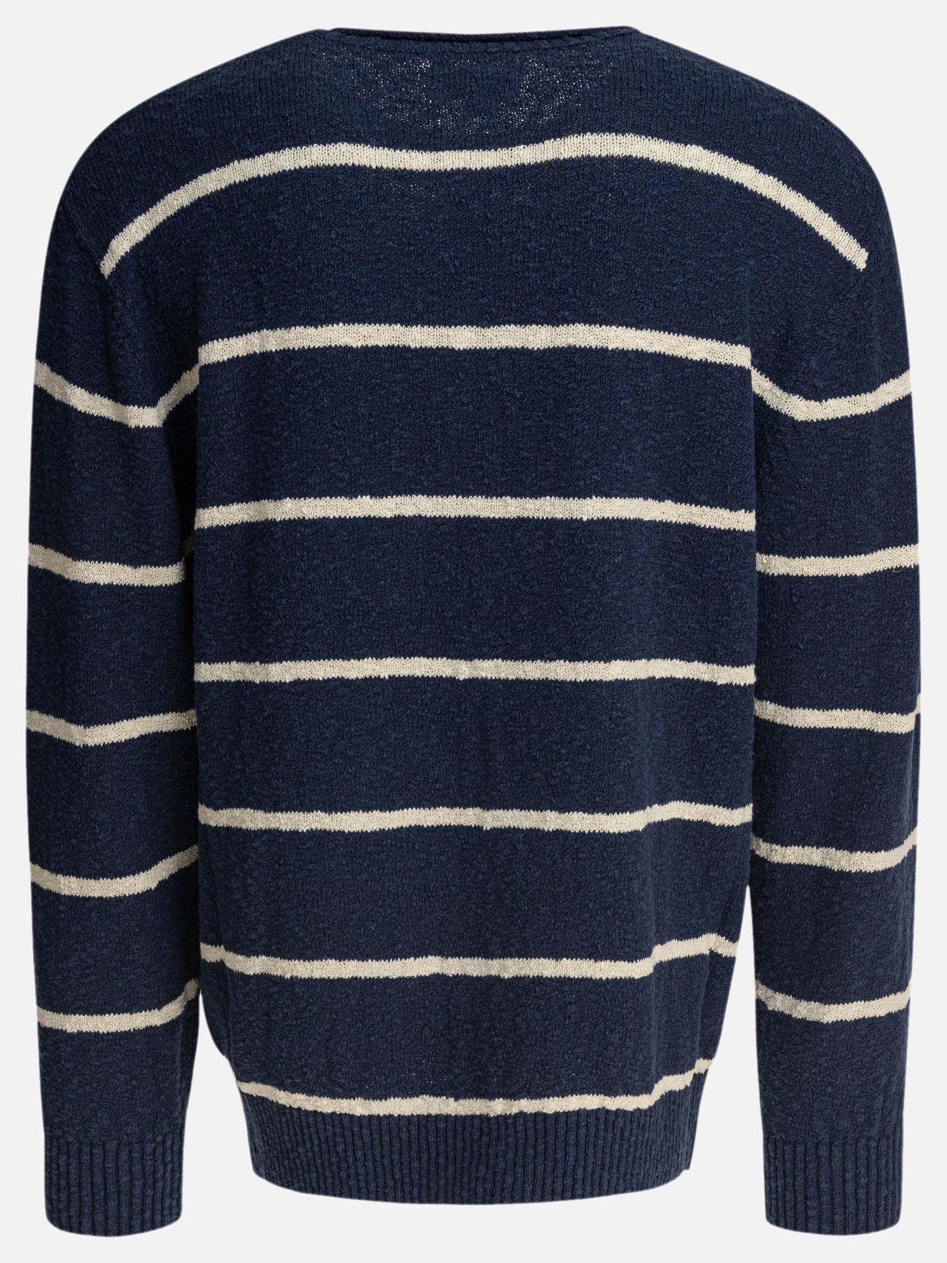 Beams Plus Striped crewneck sweater 18311646_S Blue thumbnail_2