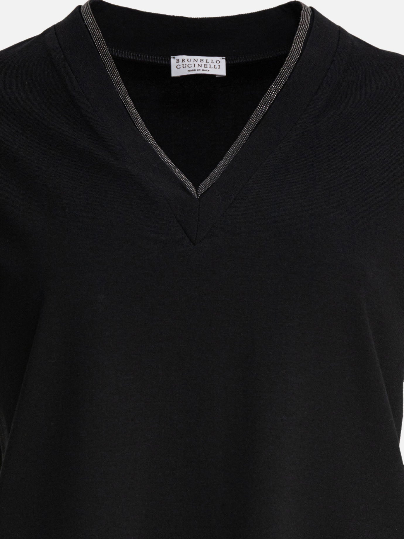 V neck t-shirts Solid colour  Black - Brunello Cucinelli Women | PDP | VIETTI Online Store | Zoom-Modal_3
