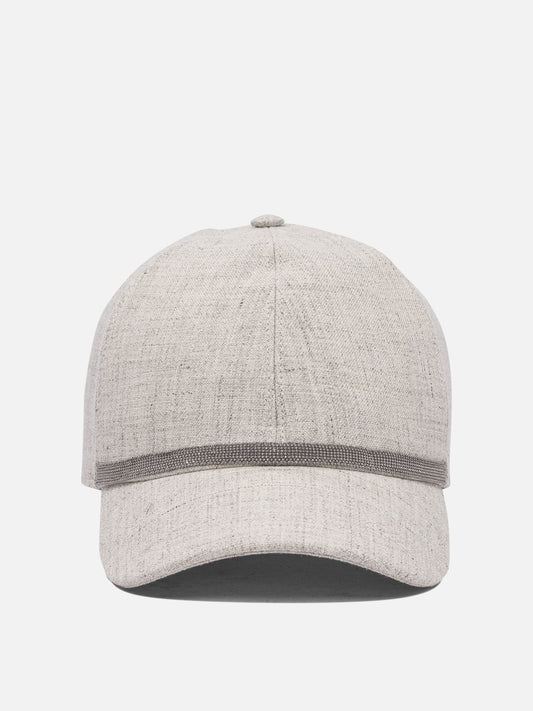 Baseball caps 100% linen  Grey - Brunello Cucinelli Women | PDP | VIETTI Online Store 
