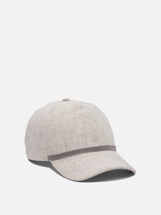 Baseball caps 100% linen  Grey - Brunello Cucinelli Women | PDP | VIETTI Online Store | 2
