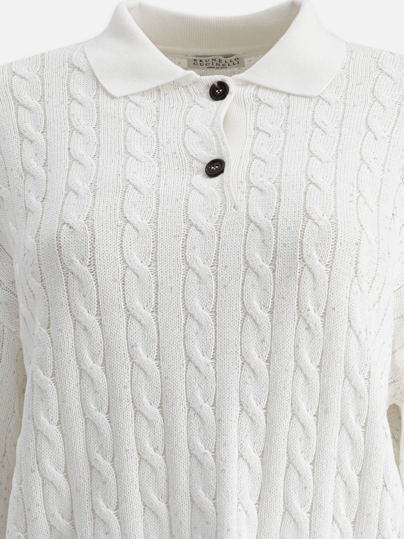 Polo shirts with buttons Solid colour  White - Brunello Cucinelli Women | PDP | VIETTI Online Store | thumbnail_3