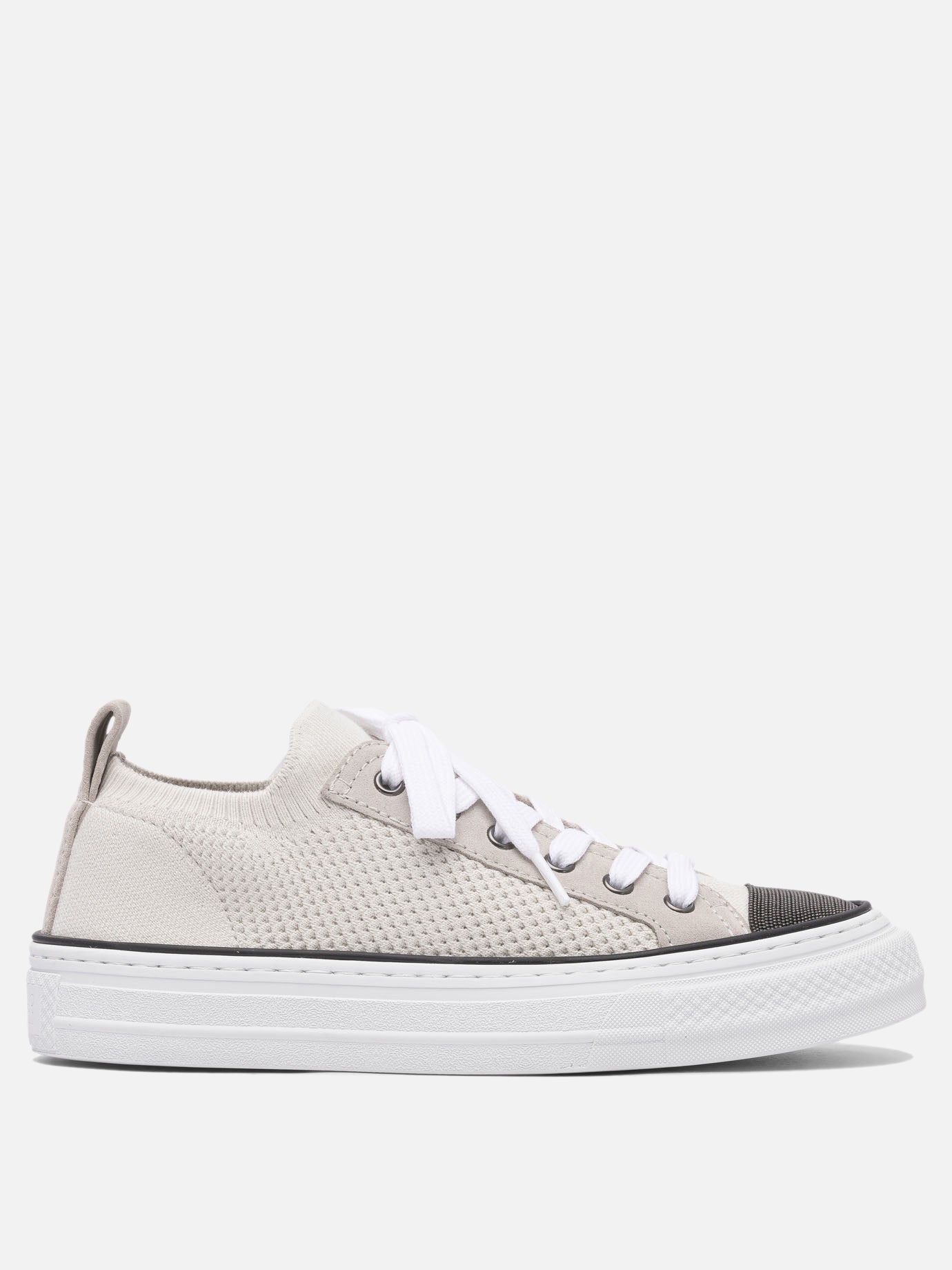 Sneaker basse 50% leather 50% cotton - 100% rubber  Beige - Brunello Cucinelli Donna | PDP | VIETTI Online Store | thumbnail