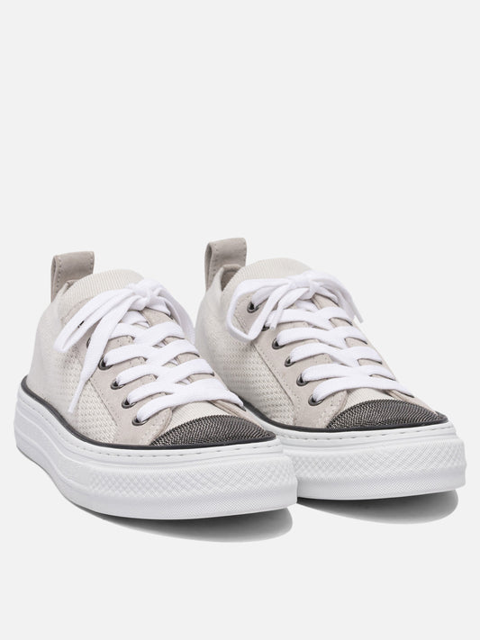 Sneaker basse 50% leather 50% cotton - 100% rubber  Beige - Brunello Cucinelli Donna | PLP | VIETTI Online Store | 2
