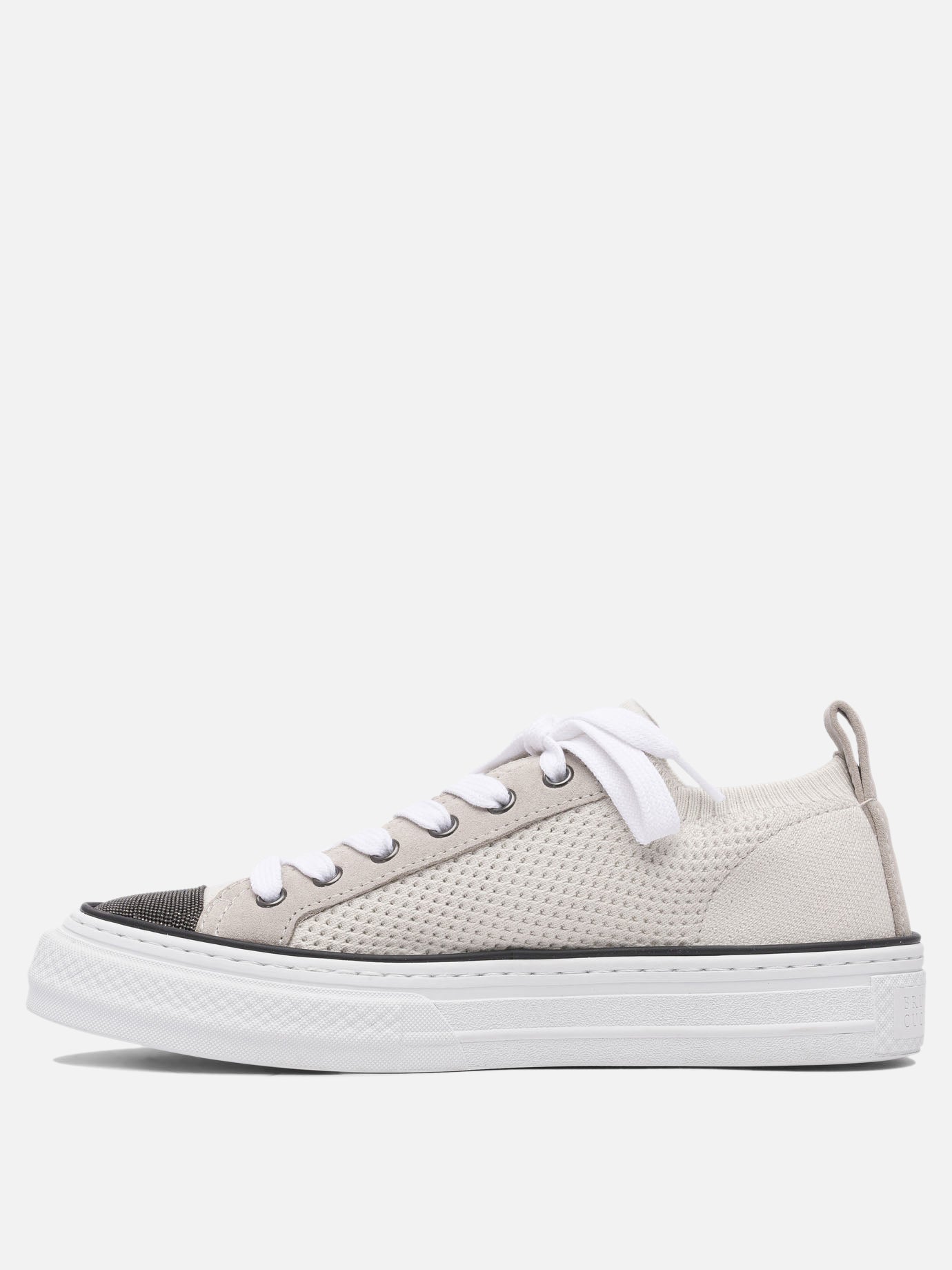Sneaker basse 50% leather 50% cotton - 100% rubber  Beige - Brunello Cucinelli Donna | PDP | VIETTI Online Store | thumbnail_3