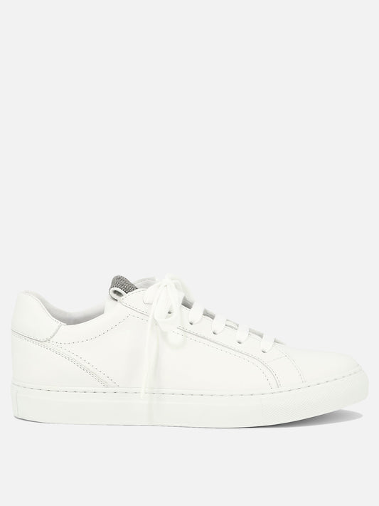 Sneaker basse 100% leather - 100% rubber  Bianco - Brunello Cucinelli Donna | PLP | VIETTI Online Store 
