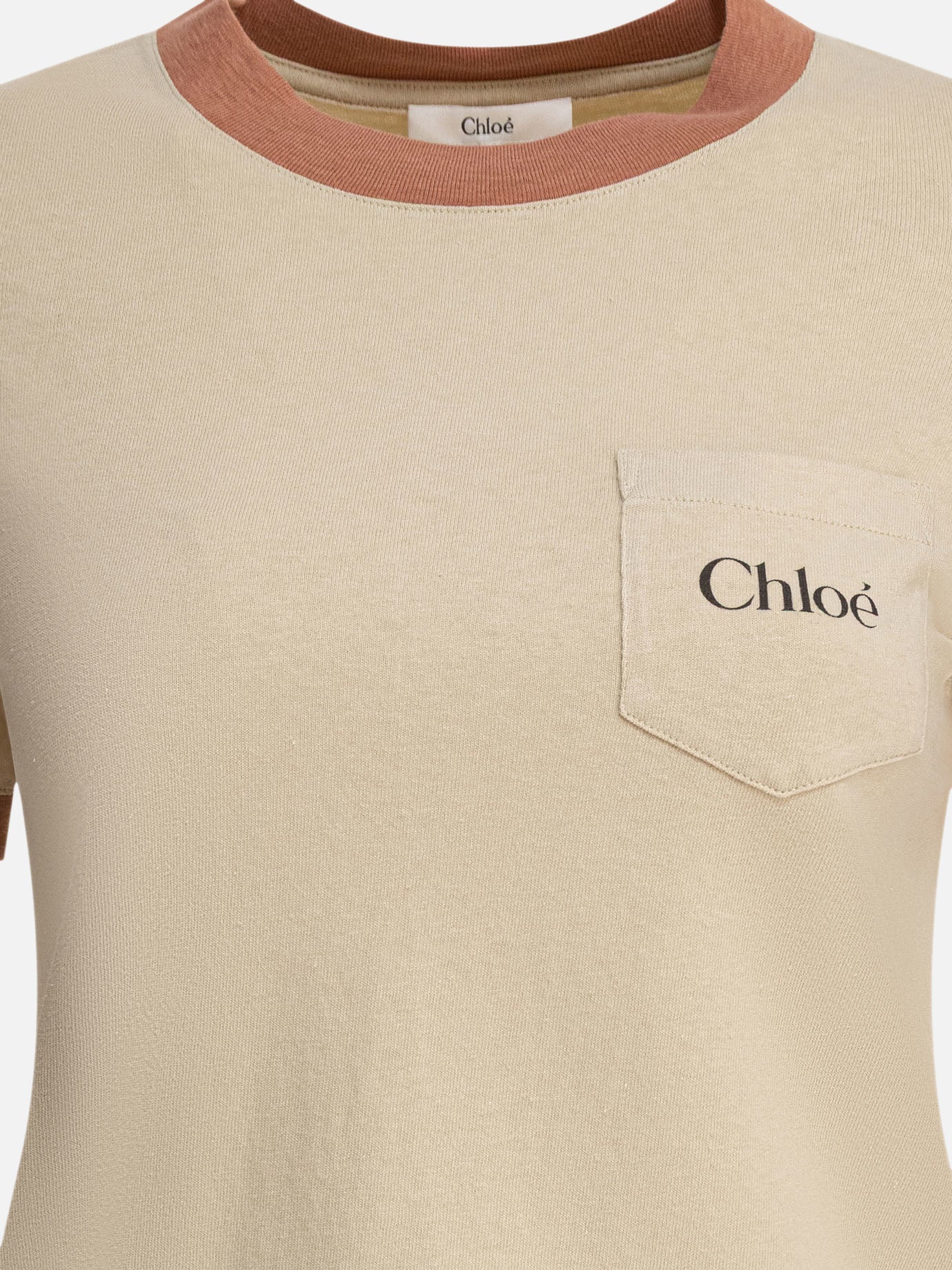 Chloé Cotton jersey T-shirt with logo 11004400_M Beige thumbnail_3