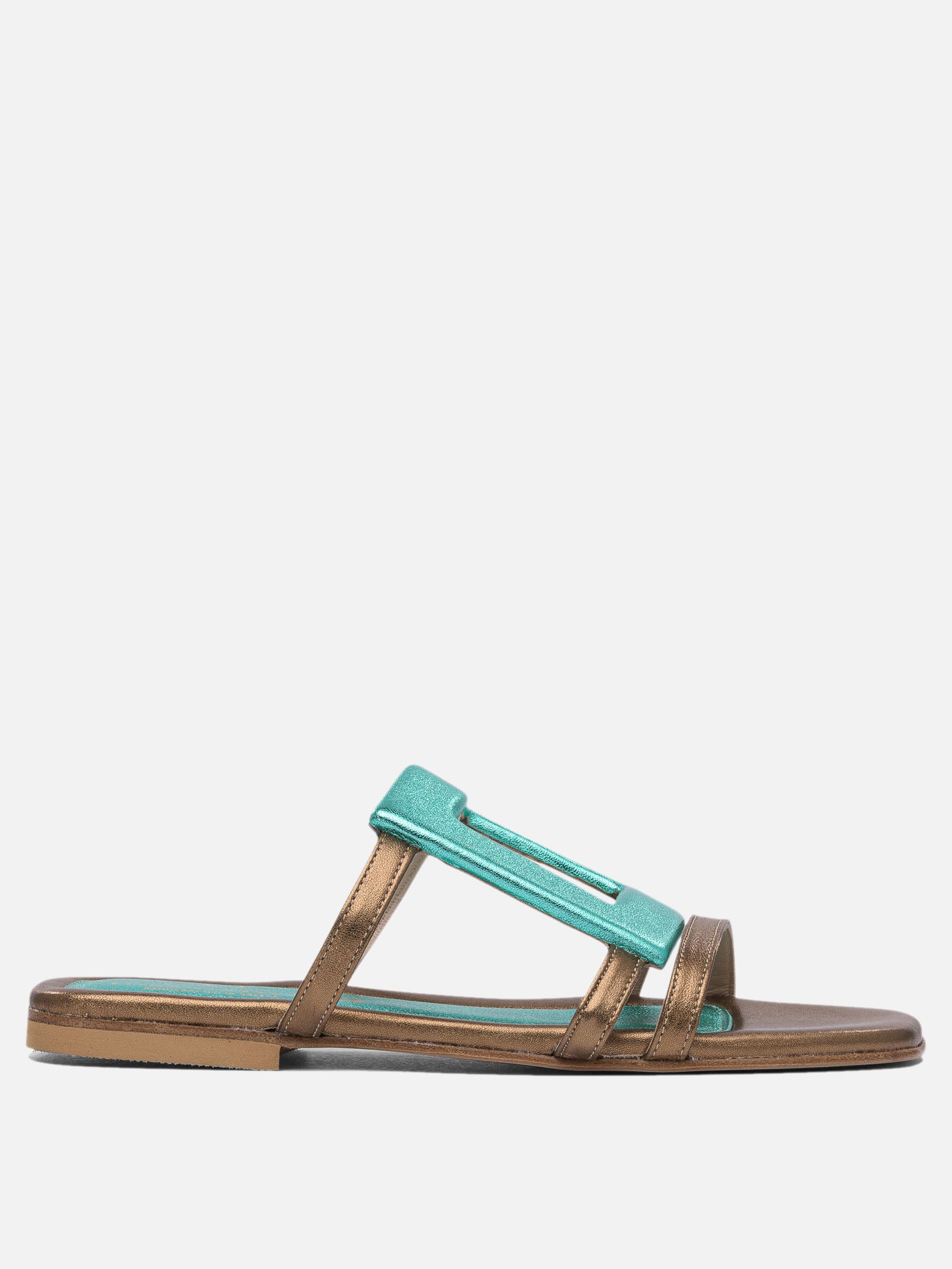 Flat sandals 100% leather - 90% leather 10% rubber  Light blue - Elina Linardaki Women | PDP | VIETTI Online Store | Zoom-Modal
