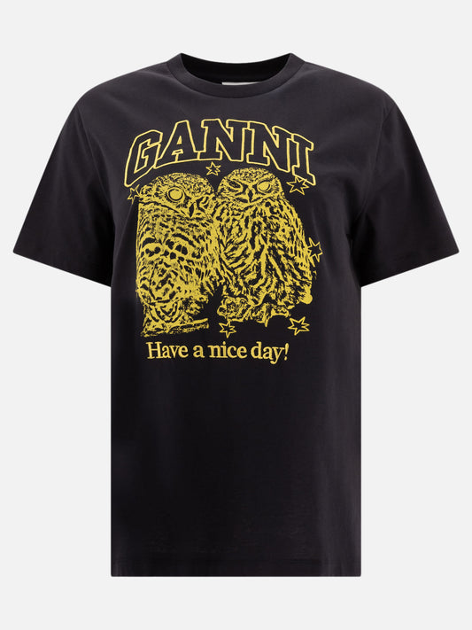 Crewneck t-shirts Logo  Black - Ganni Women | PLP | VIETTI Online Store 
