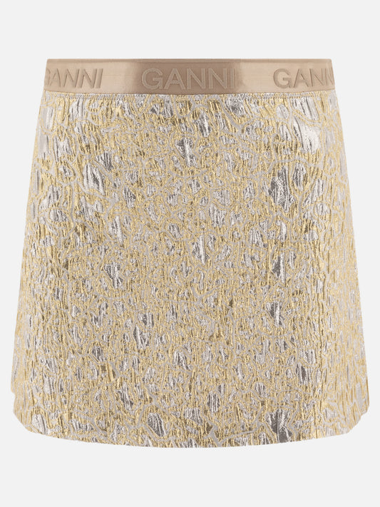 Ganni Gold and silver miniskirt 18624666_34 Gold 1