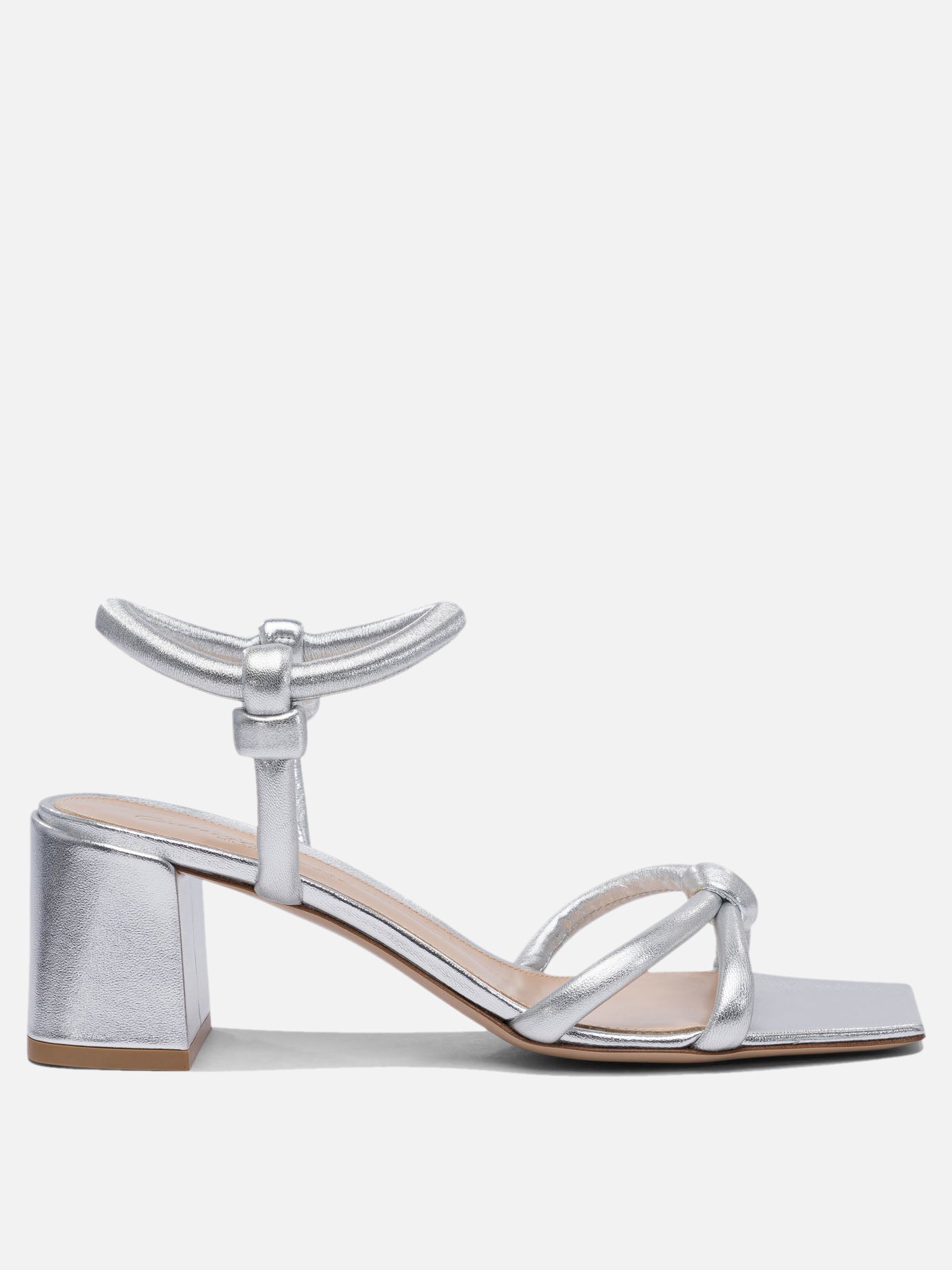 Sandali con tacco 100% leather - 100% leather  Argento - Gianvito Rossi Donna | PDP | VIETTI Online Store | Zoom-Modal
