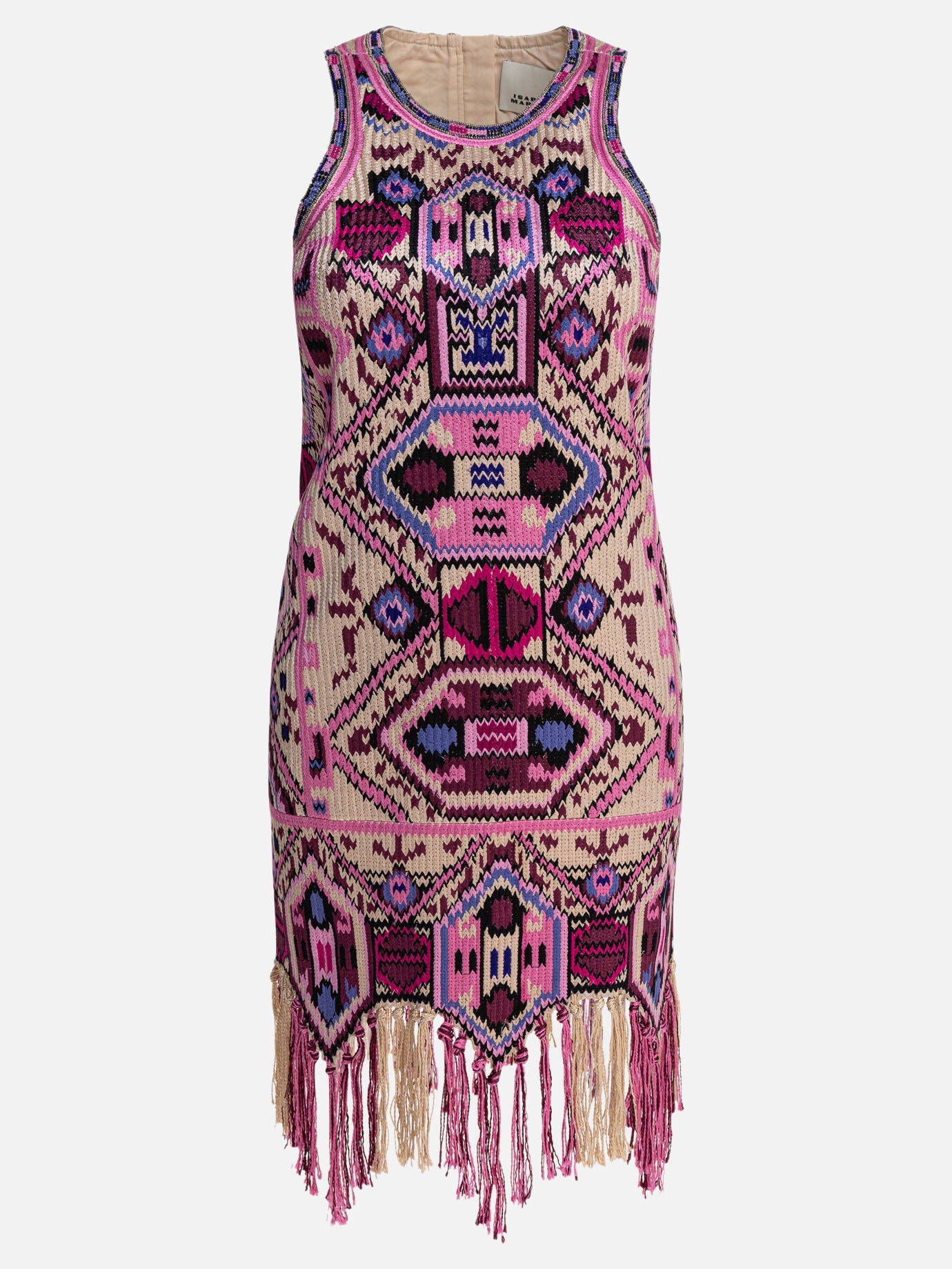 Isabel Marant Abito ricamato con frange 11689174_38 Pink thumbnail_1