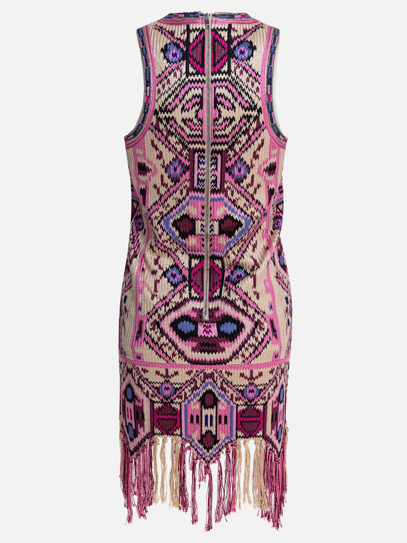 Isabel Marant Abito ricamato con frange 11689174_38 Pink thumbnail_2