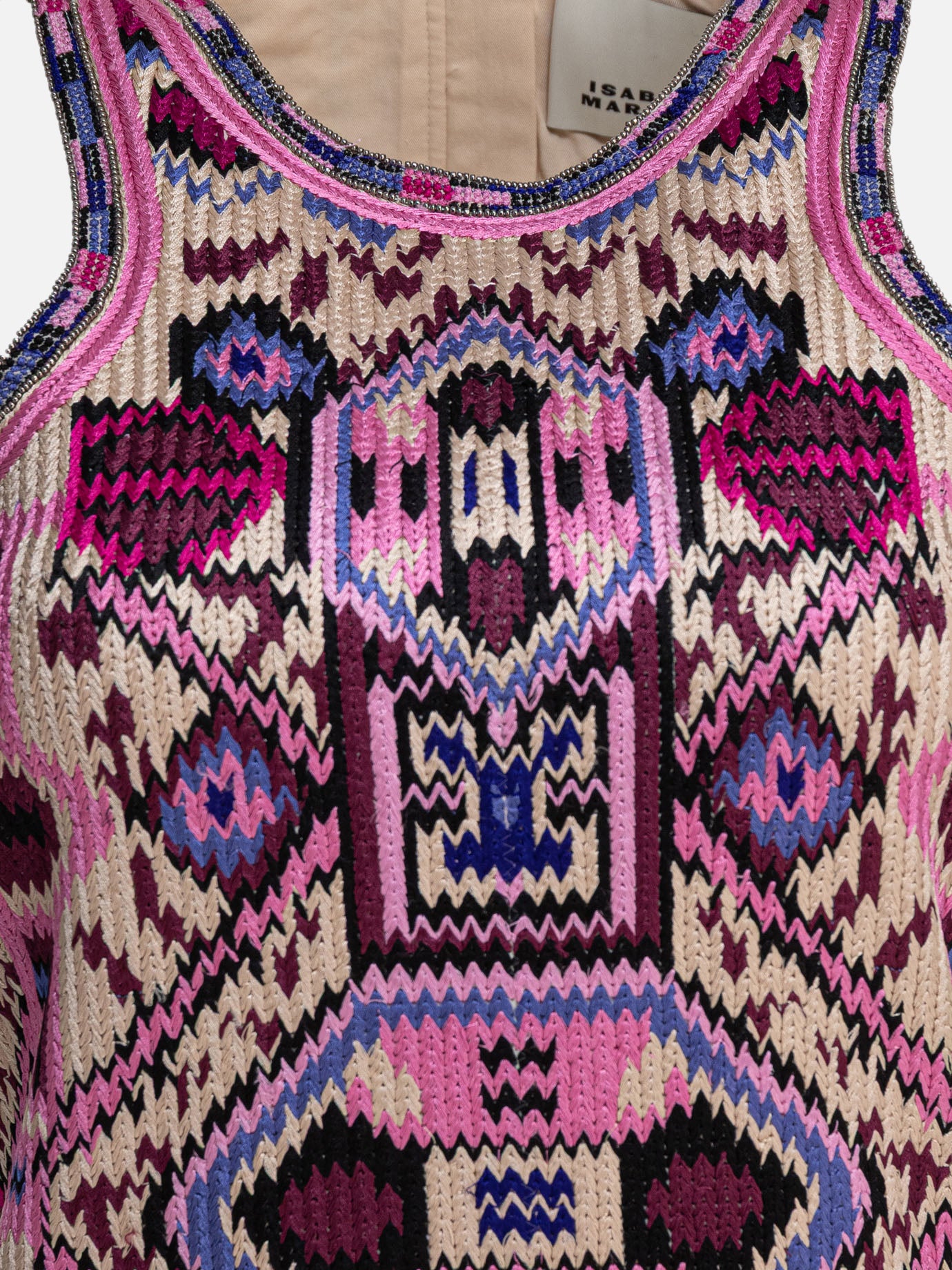 Isabel Marant Abito ricamato con frange 11689174_38 Pink thumbnail_3