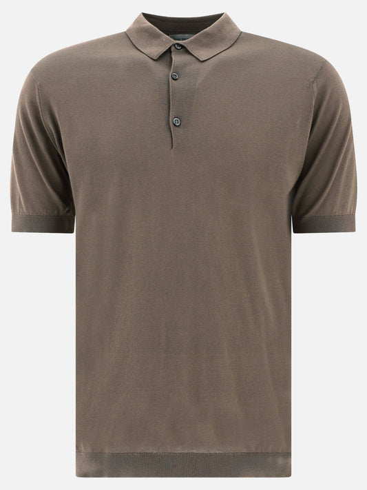 Polo con bottoni Solid colour  Marrone - John Smedley Uomo | PDP | VIETTI Online Store 
