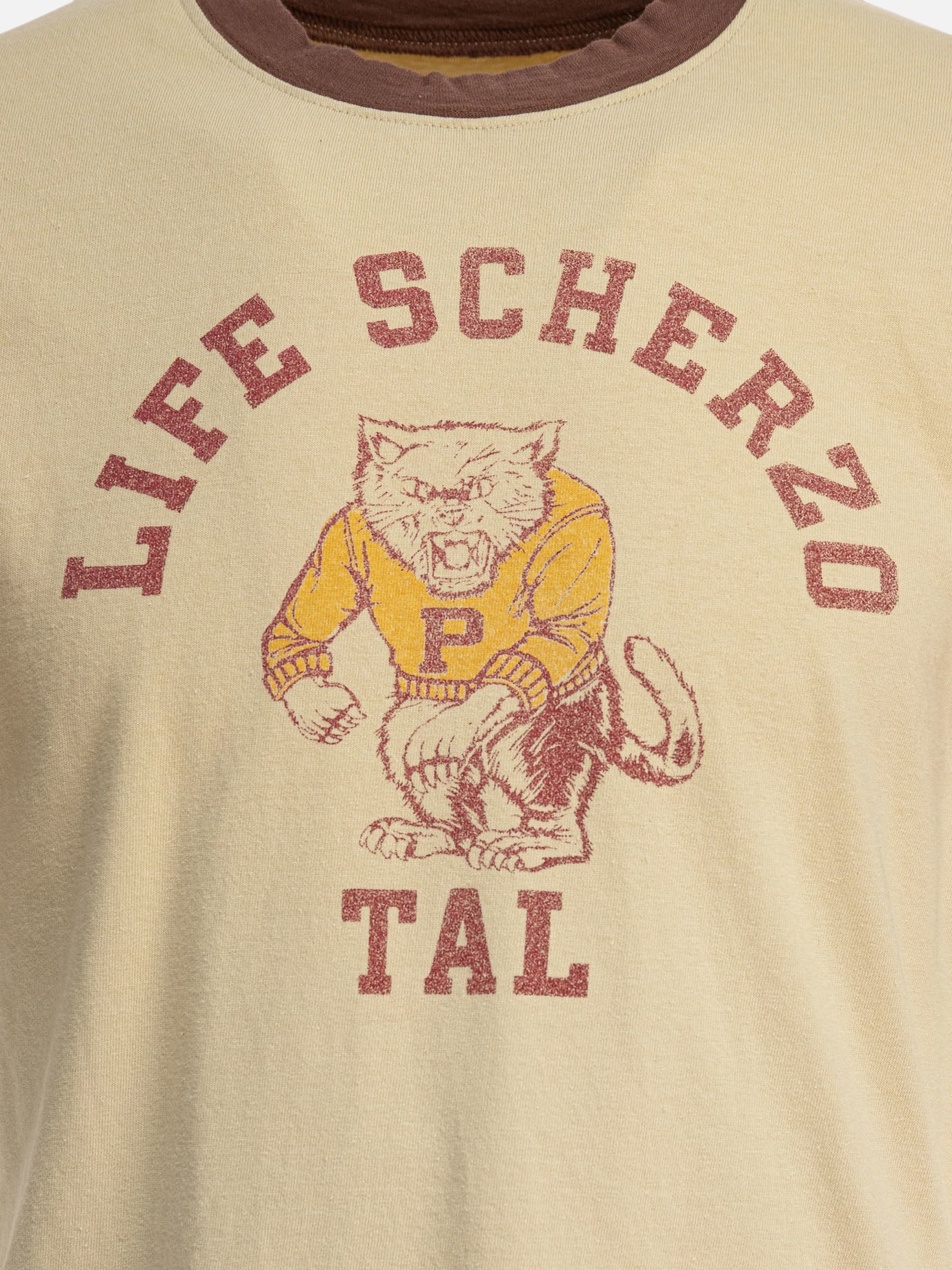 KAPITAL T-shirt &quot;College CAT PITAL&quot; 17600824_2 Beige thumbnail_3