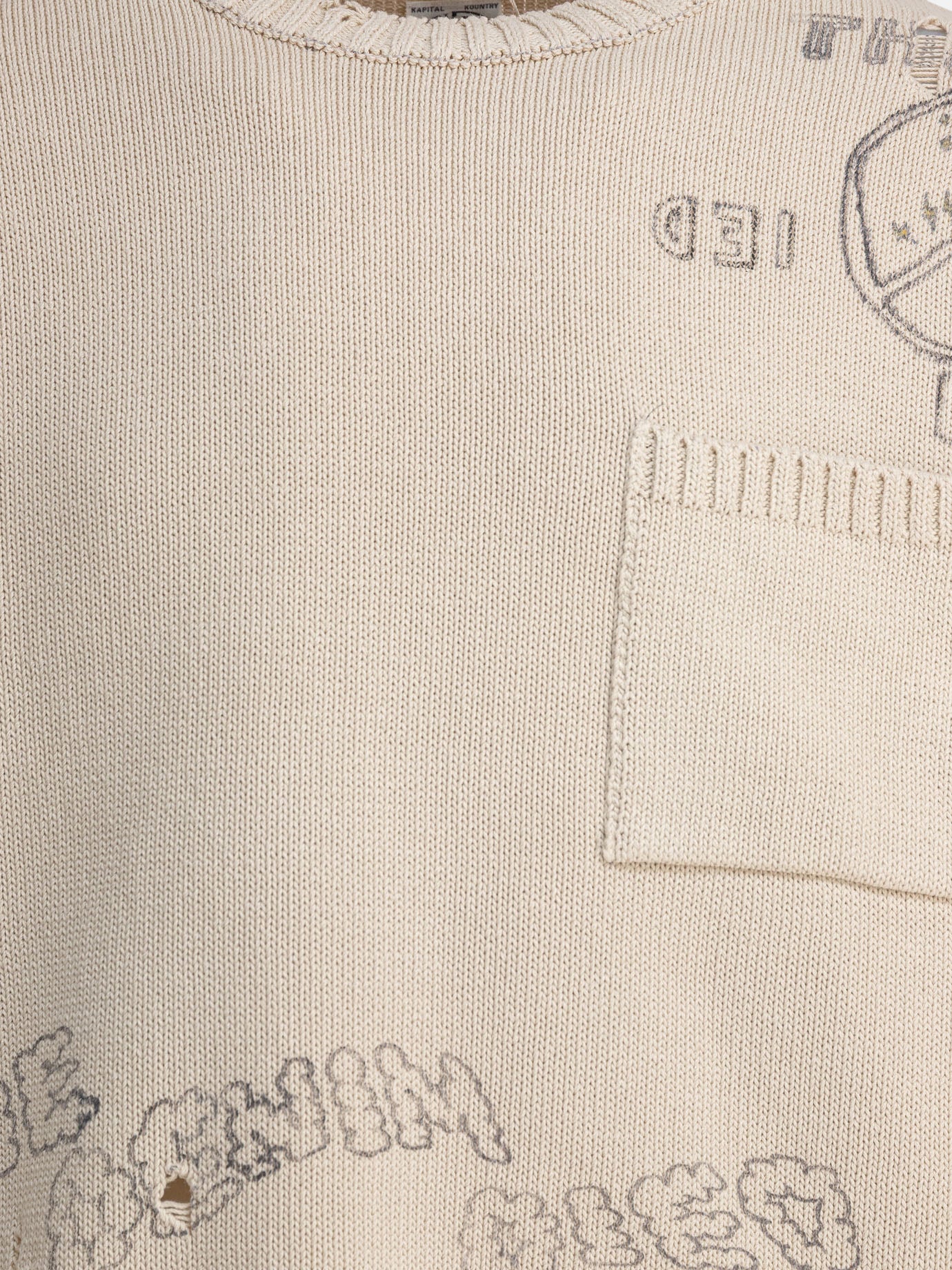 KAPITAL "5G" crewneck sweater Beige