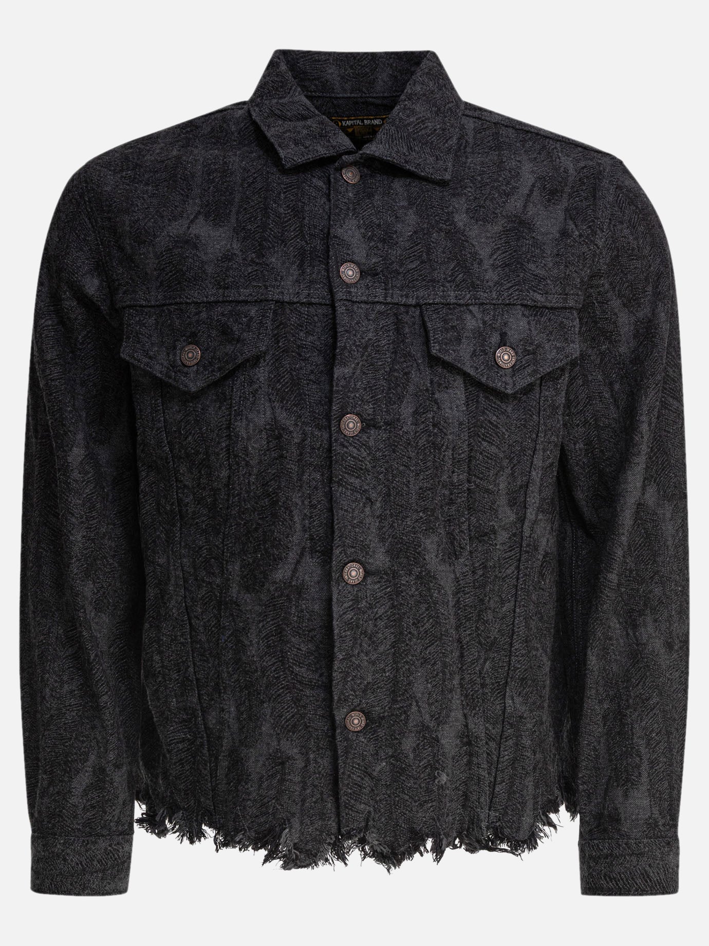 KAPITAL Denim jacket with feathers Black