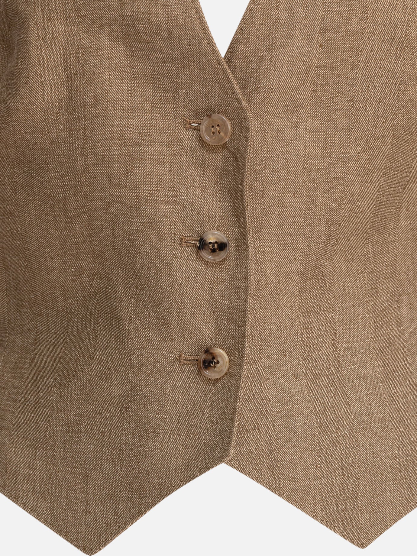 Max Mara Gilet in botavia di lino 14135374_38 Beige thumbnail_3