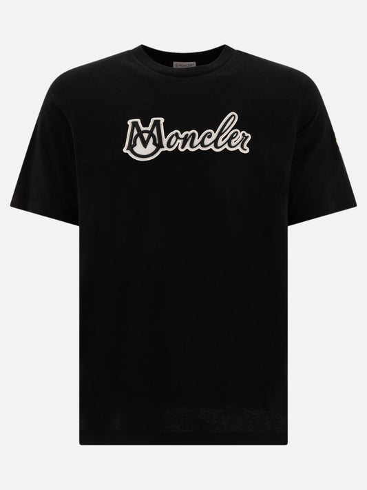 Moncler T-shirt con logo varsity ricamato 10272005_S Black 1