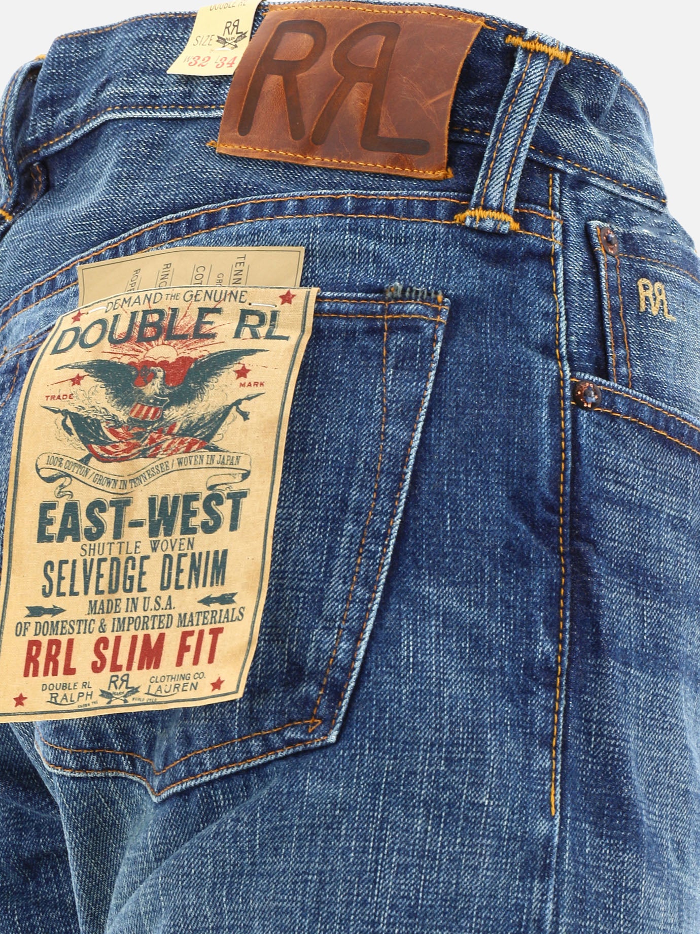 Straight-leg jeans Solid colour  Blue - RRL by Ralph Lauren Men | PDP | VIETTI Online Store | thumbnail_4