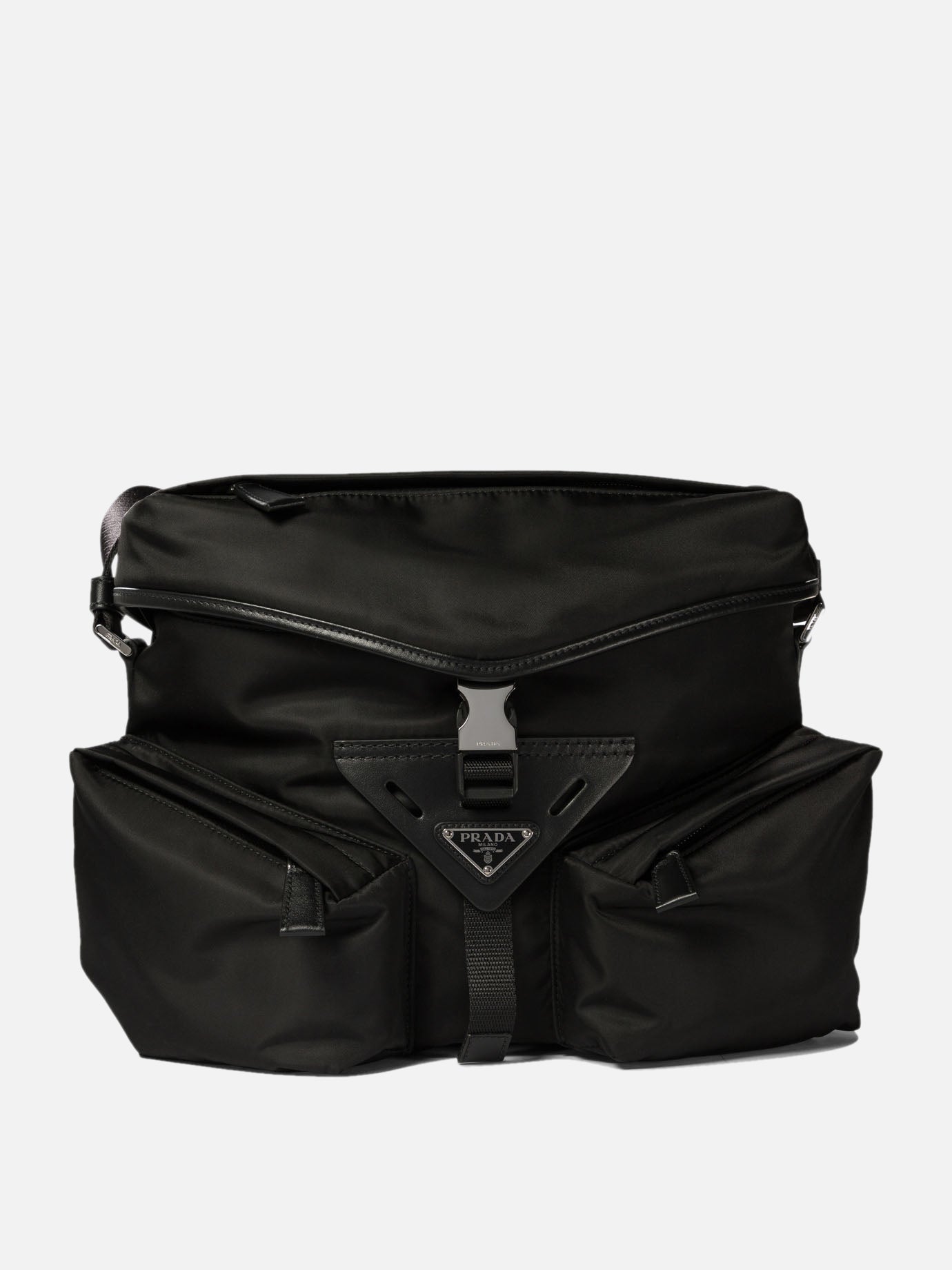 Prada Re-Nylon and leather crossbody bag Black