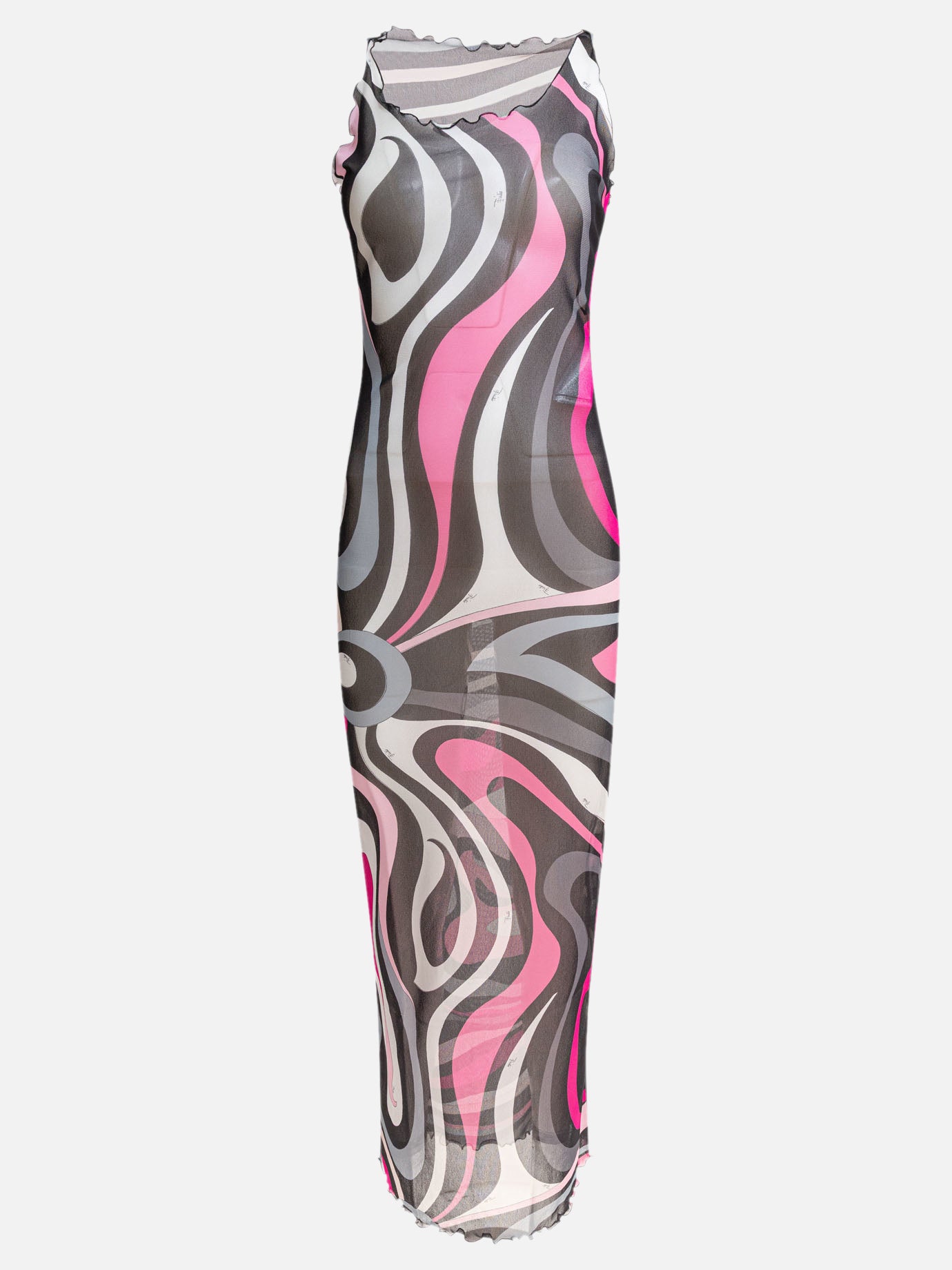 Pucci Marmo print tulle long dress Pink