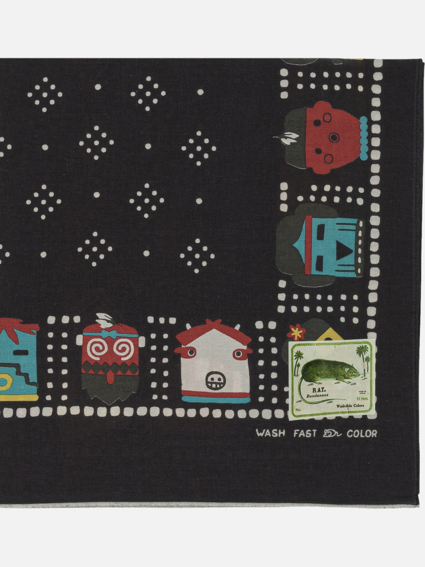 KAPITAL &quot;Kachina &amp; Peckish Rainbowy&quot; Scarf 28268965_UNI Black thumbnail_2