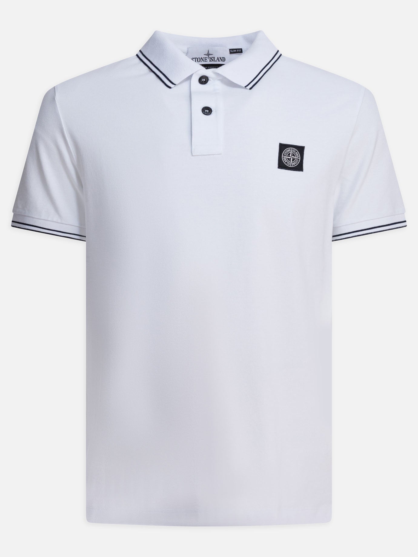 Polo con bottoni Logo  Bianco - Stone Island Uomo | PDP | VIETTI Online Store | Zoom-Modal
