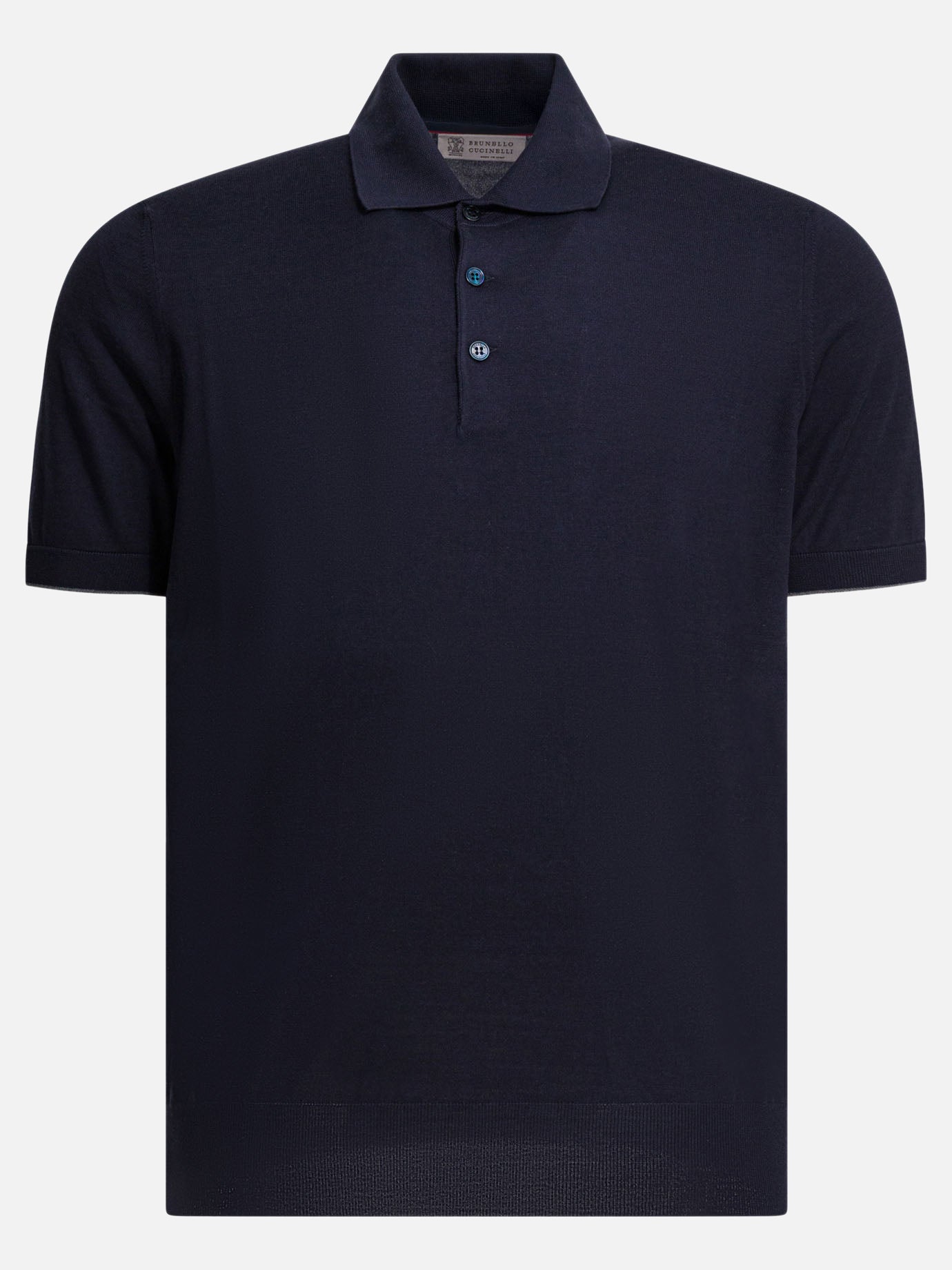 Polo shirts with buttons Solid colour  Blue - Brunello Cucinelli Men | PDP | VIETTI Online Store | thumbnail