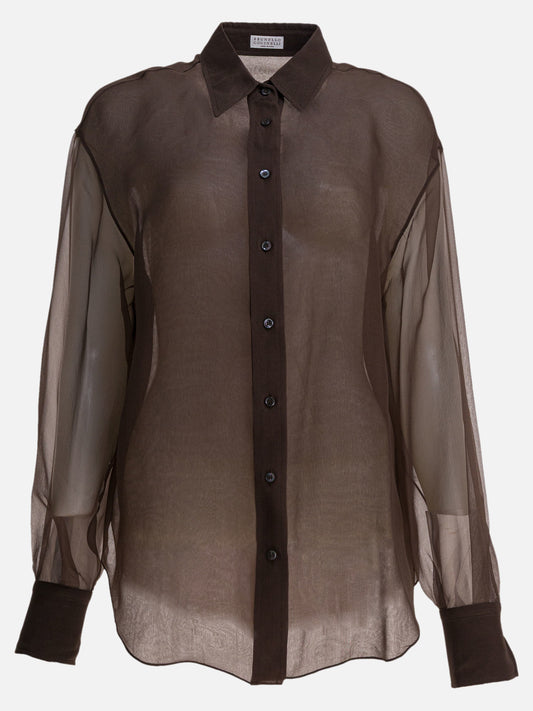 Casual shirts Solid colour  Brown - Brunello Cucinelli Women | PLP | VIETTI Online Store 
